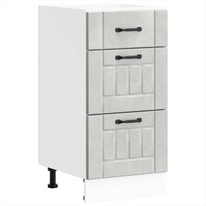 Mueble bajo de cocina Lucca madera contrachapada gris cemento H