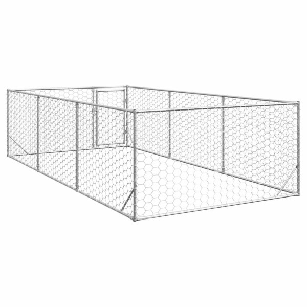 Canil exterior para cães com porta 2x4x1 m aço galvanizado M 5