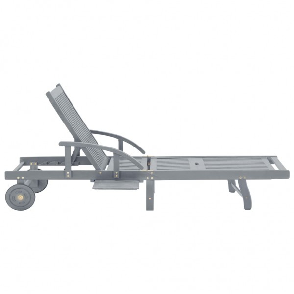 Tumbona de jardín de madera maciza de acacia gris M 3