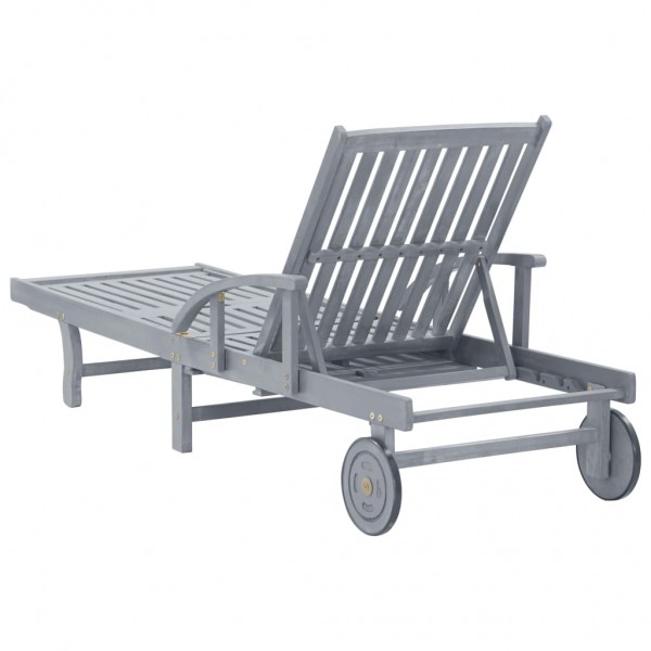 Tumbona de jardín de madera maciza de acacia gris M 4