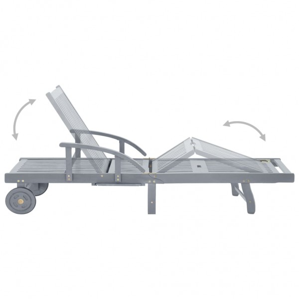 Espreguiçadeira de jardim madeira acácia maciça cinzento M 5