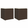 Bancos jardim com almofadas 2 unid 40x40x43 cm vime PE castanho 1