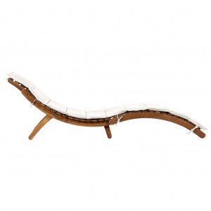 Tumbona con cojín madera maciza de acacia color crema H