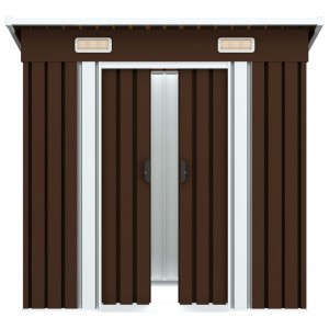 Caseta de almacenamiento jardín acero marrón 194x121x181 cm H