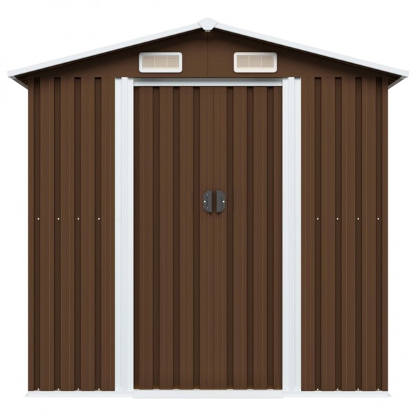 Caseta de almacenamiento jardín acero marrón 204x132x186 cm M 4