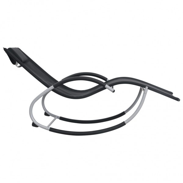 Espreguiçadeira dobrável com almofadão textilene preto M 3