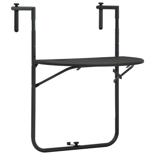 Mesa balcón colgante plástico aspecto ratán marrón 60x64x83.5cm D