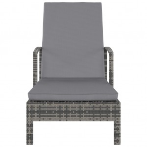 Tumbona con reposabrazos ratán sintético gris H