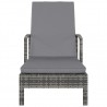 Espreguiçadeira com apoio de braços vime PE cinzento 2
