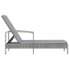 Tumbona con reposabrazos ratán sintético gris 3