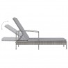 Tumbona con reposabrazos ratán sintético gris 4