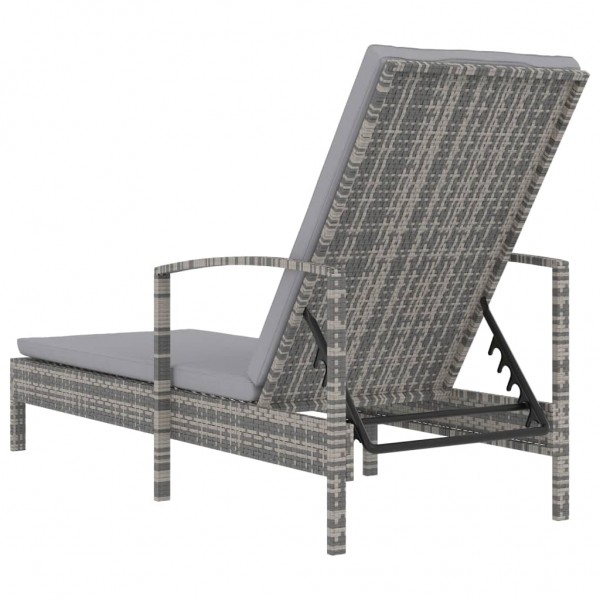 Espreguiçadeira com apoio de braços vime PE cinzento M 5