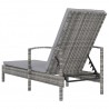 Tumbona con reposabrazos ratán sintético gris 5