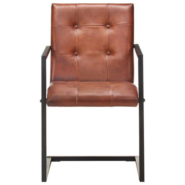 Cadeiras de jantar cantilever 2 pcs couro genuíno castanho M 3