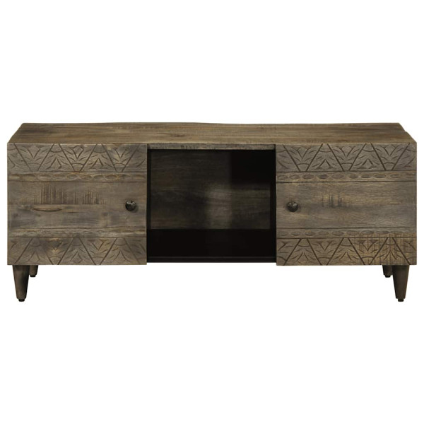 Mesa de centro madera maciza de mango gris claro 100x54x40 cm M 2