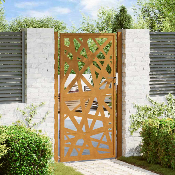 Puerta de jardín de acero desgastado diseño ligero 105x180 cm D
