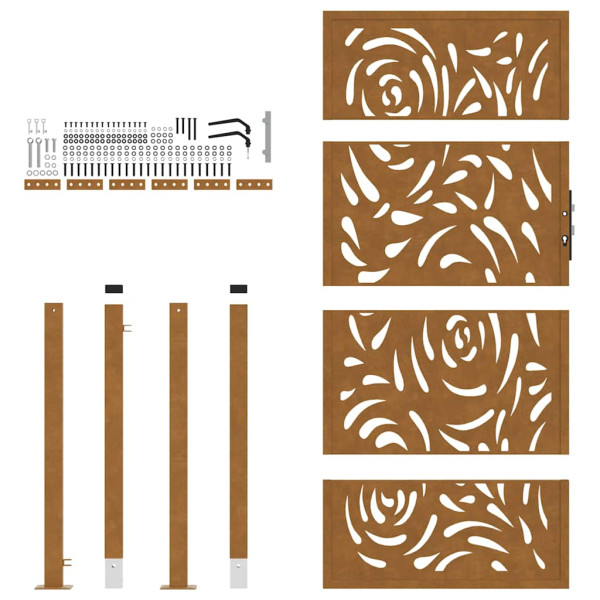 Portão de jardim 105x180 cm design de chama de aço resistente M 5