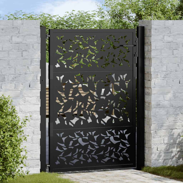 Puerta de jardín diseño de hoja de acero negra 105x130 cm D
