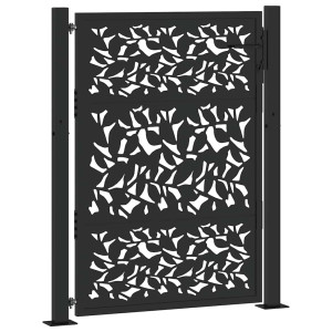 Puerta de jardín diseño de hoja de acero negra 105x130 cm H