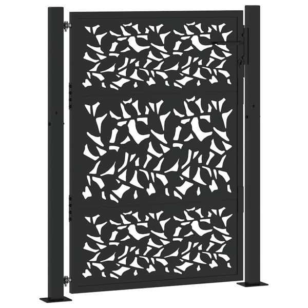 Puerta de jardín diseño de hoja de acero negra 105x130 cm M 2