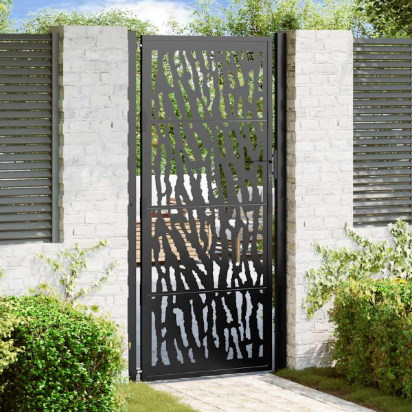 Puerta de jardín de diseño con raíl de acero negro 105x205 cm D