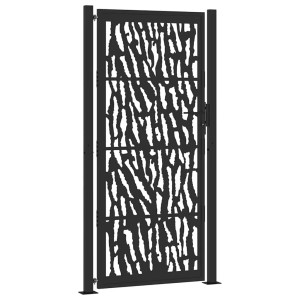 Puerta de jardín de diseño con raíl de acero negro 105x205 cm H