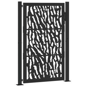 Puerta de jardín negra con diseño de carril de acero 105x155 cm H