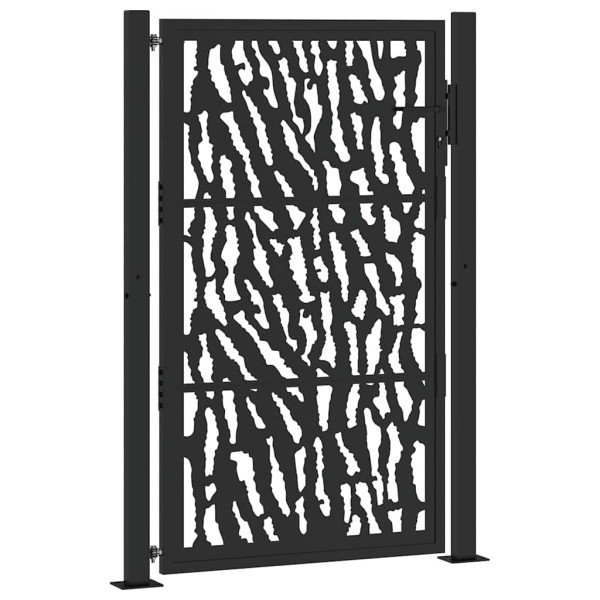 Puerta de jardín negra con diseño de carril de acero 105x155 cm M 2