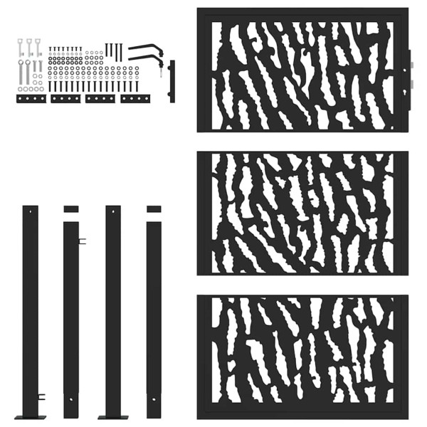 Portão de jardim 105x155 cm projeto de traço de aço preto M 4