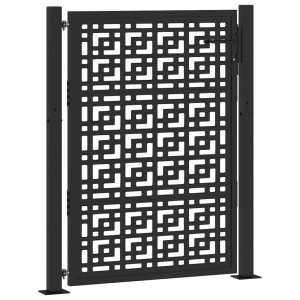 Puerta de jardín diseño en cruz de acero negra 105x130 cm H