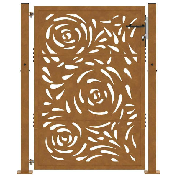 Puerta de jardín diseño llama acero desgastado 105x130 cm M 4