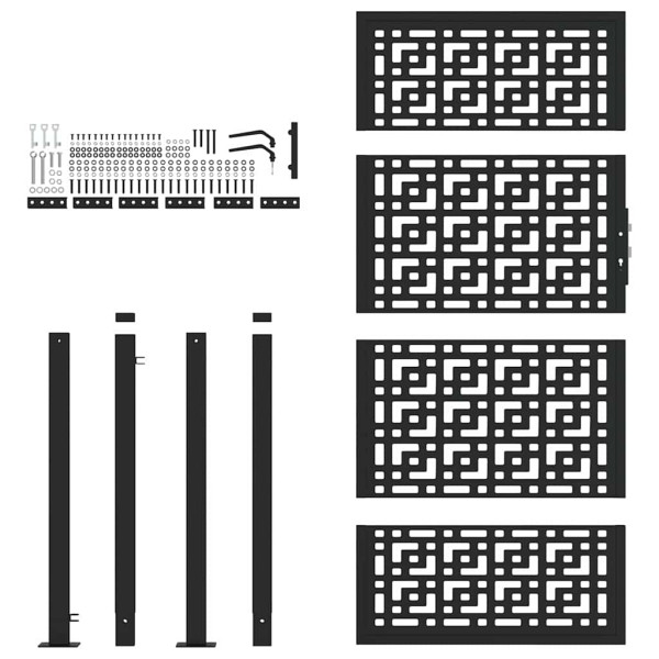 Portão de jardim 105x180 cm design cruzado de aço preto M 4
