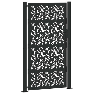 Puerta de jardín de diseño de hojas de acero negra 105x180 cm H