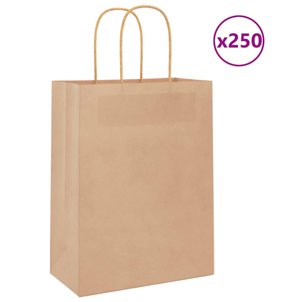 Bolsas de papel kraft con asas 250 uds marrón 21x11x28 cm D
