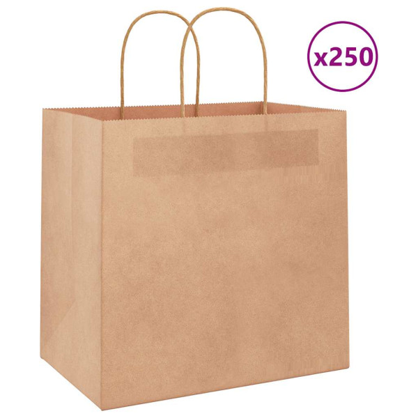 Bolsas de papel kraft con asas 250 uds marrón 26x17x25 cm D