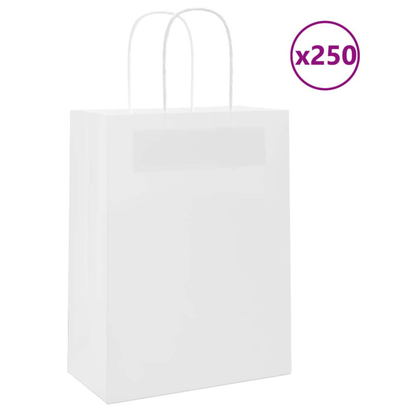 Bolsas de papel kraft con asas 250 uds blanca 21x11x28 cm D