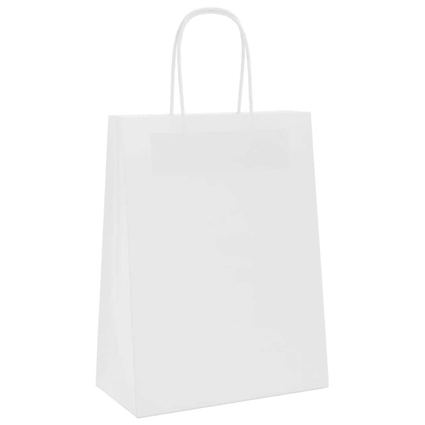 Bolsas de papel kraft con asas 250 uds blanca 21x11x28 cm M 4