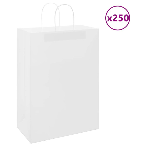 Bolsas de papel kraft con asas 250 uds blanca 32x17x44 cm D