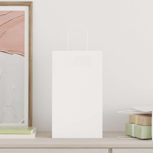 Bolsas de papel kraft con asas 250 uds blanca 21x11x36 cm H