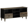 Mueble de TV madera maciza de mango negro 100x33x46 cm 1