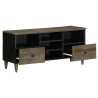 Mueble de TV madera maciza de mango negro 100x33x46 cm 2