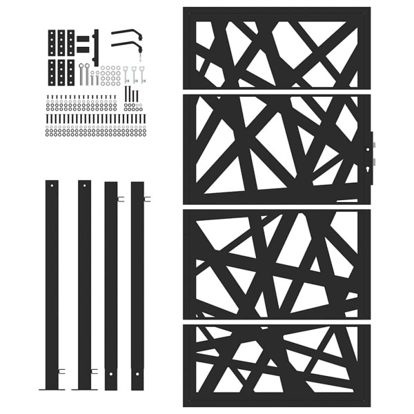 Portão de jardim 105x180 cm design de luz em aço preto M 4