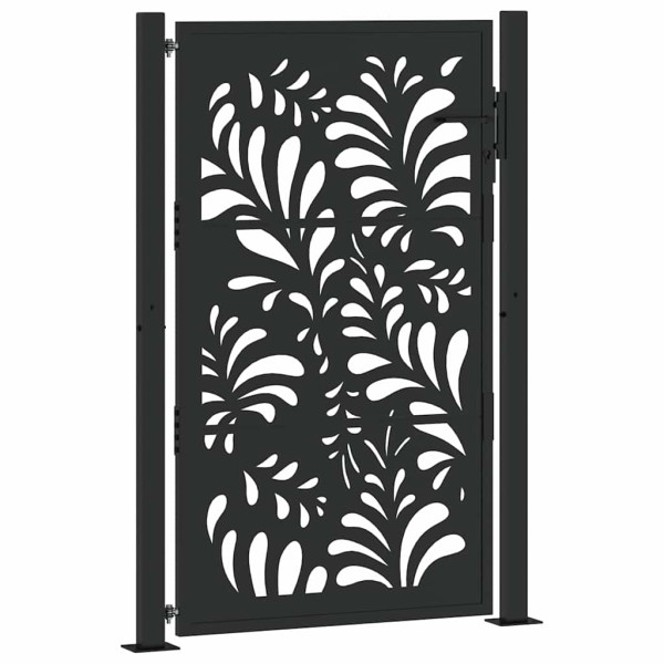 Puerta de jardín diseño ondulado de acero negro 105x155 cm M 2