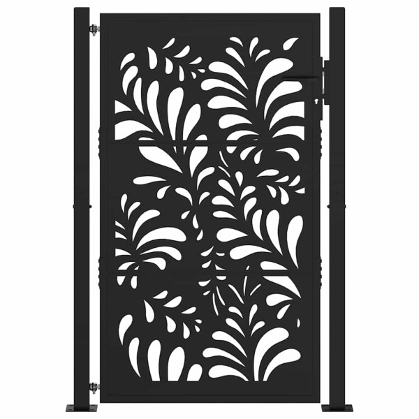 Puerta de jardín diseño ondulado de acero negro 105x155 cm M 3