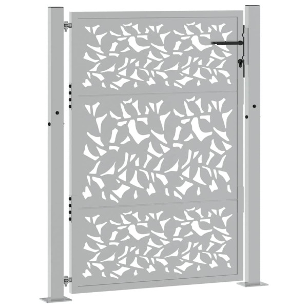 Portão de jardim 105x130 cm design de folha de aço resistente M 3