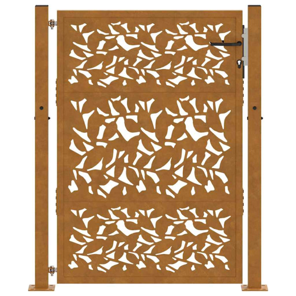 Puerta de jardín diseño de hojas de acero desgastado 105x130 cm M 4
