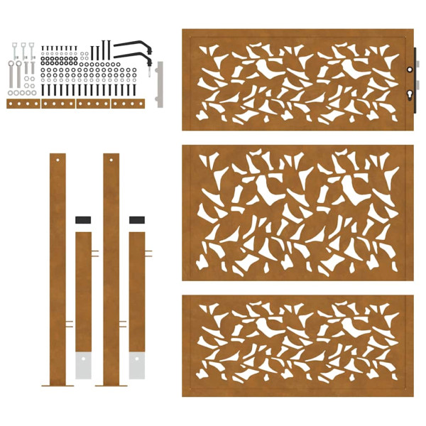 Portão de jardim 105x130 cm design de folha de aço resistente M 5