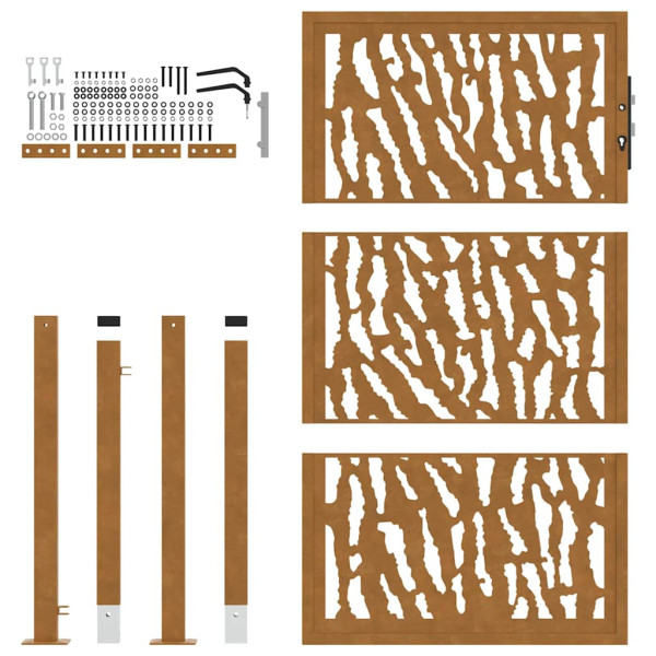 Puerta de jardín diseño con listón acero desgastado 105x155 cm M 5