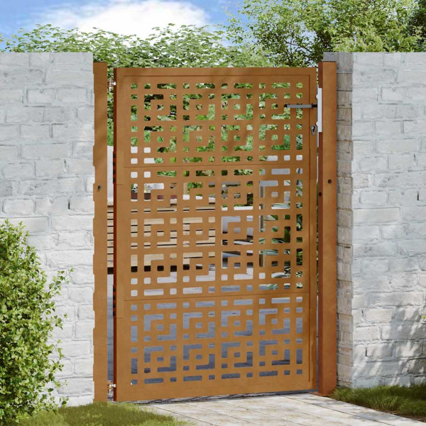 Puerta de jardín diseño en cruz de acero desgastado 105x130 cm D