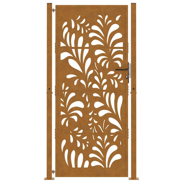 Puerta de jardín de acero desgastado diseño ondulado 105x205 cm M 4
